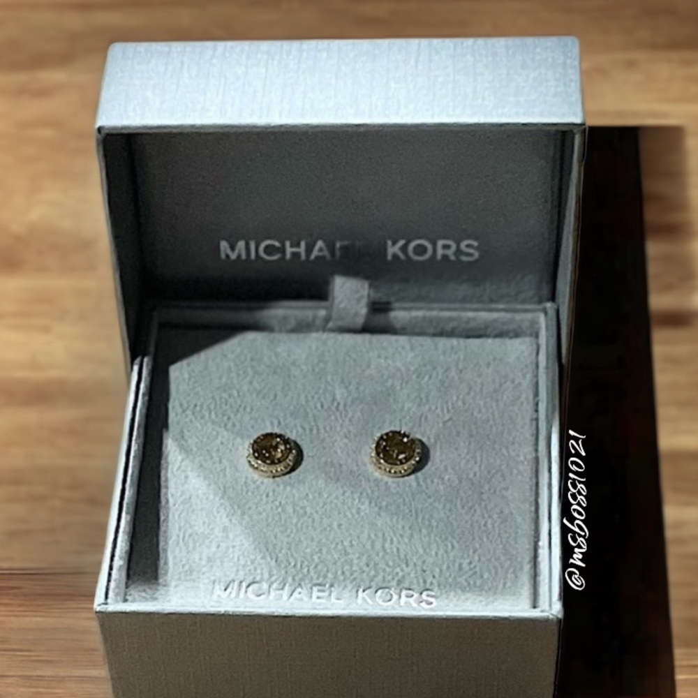 Michael Kors Gold Crystal Logo Earrings + Bracelet BRAND NEW - Picture 4 of 4